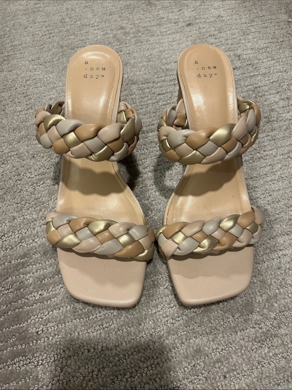 a new day Braided Double-Strap Sandal in Beige, Tan & Gold
